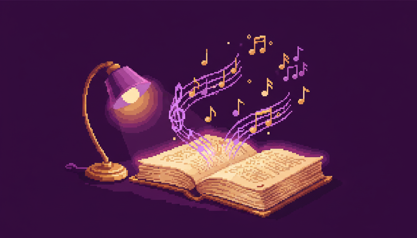 A musical staff showing treble clef, key signature, time signature, and various note values