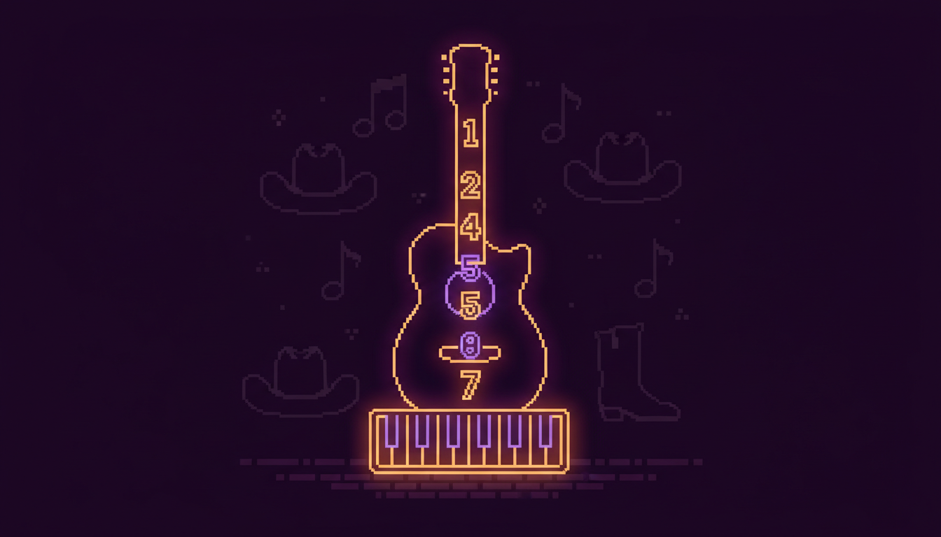 A handwritten Nashville number chart on paper with numbers representing chord changes